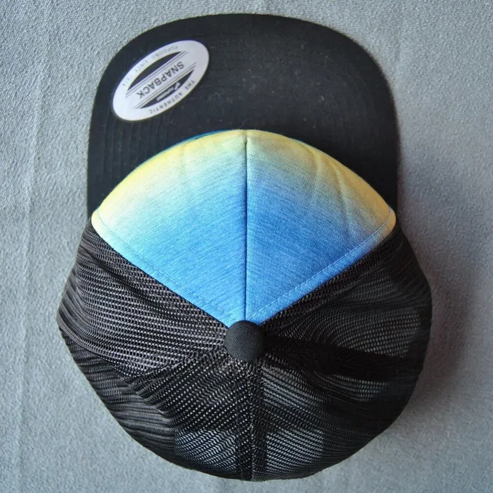 Hurley Black w/ Blue & Yellow Gradient Design Snapback Trucker Hat